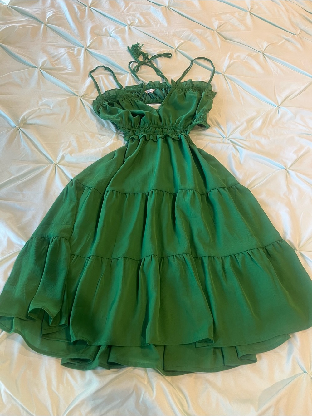 Green Tiered Spaghetti‑Strap Women's Dress